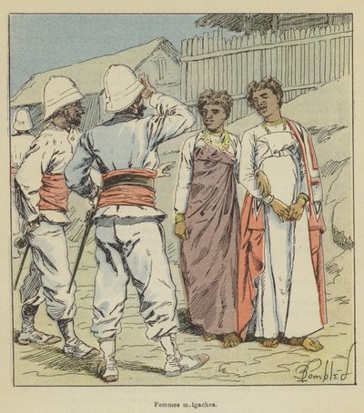 Madagaskar kvinnor av after Louis Charles Bombled