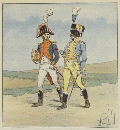 Kejserliga gardet, musiker från 1:a och 2:a grenadjärregementena av after Louis Charles Bombled
