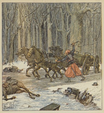 Ung zouave som ensam tar med sig en kanonbit av after Louis Charles Bombled