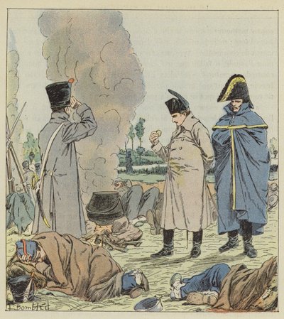 Kejsaren vid bivacken på stranden av Sambre av after Louis Charles Bombled