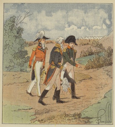 Kejsaren pratar med den engelske amiralen i närvaro av guvernören av after Louis Charles Bombled