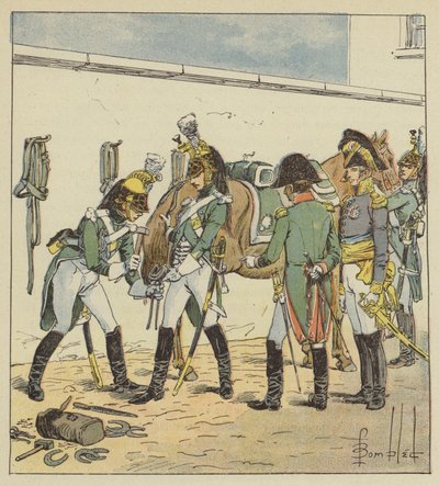 Kejsaren inspekterar skolan i Saint-Germain av after Louis Charles Bombled