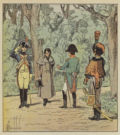 Kejsaren ifrågasätter en spion vid Elysée av after Louis Charles Bombled