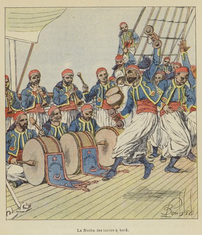 Turkarnas Nuba ombord av after Louis Charles Bombled