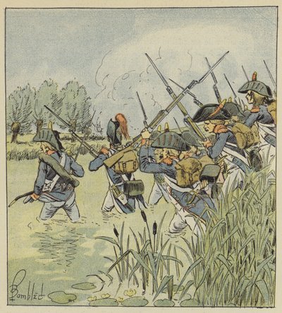 Den franska armén korsar Piave av after Louis Charles Bombled