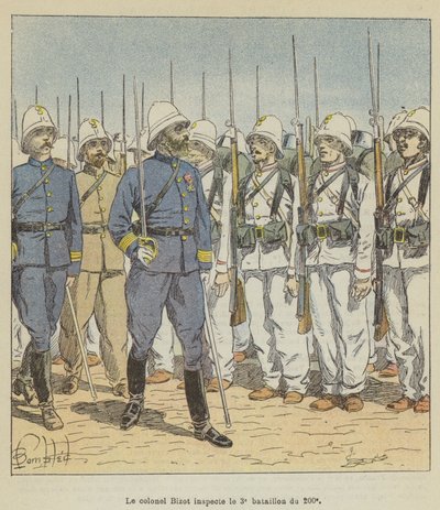 Överste Bizot inspekterar den 3:e bataljonen av 200:e av after Louis Charles Bombled