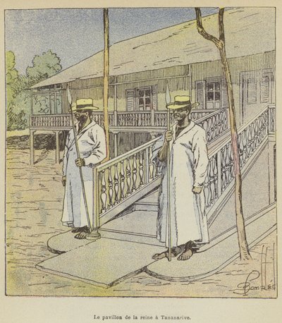 Drottningens paviljong i Tananarive av after Louis Charles Bombled