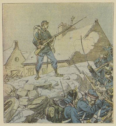 Sergeant Pitou, som oförskräckt klättrade upp på barrikaden i Courceboeufs, bestämde sig för att ta byn av after Louis Charles Bombled
