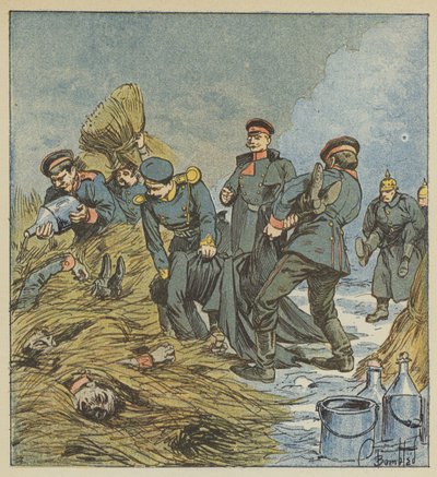 Preussarna bränner sina döda av after Louis Charles Bombled
