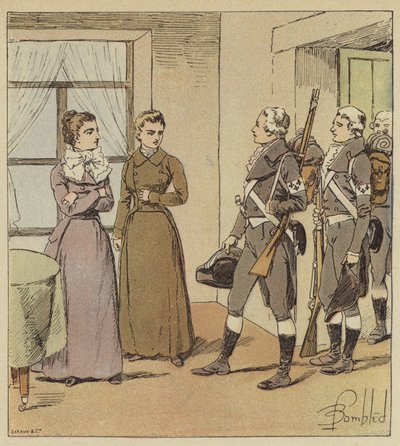 De unga flickorna i Verdun och soldaterna från Condes armé av after Louis Charles Bombled