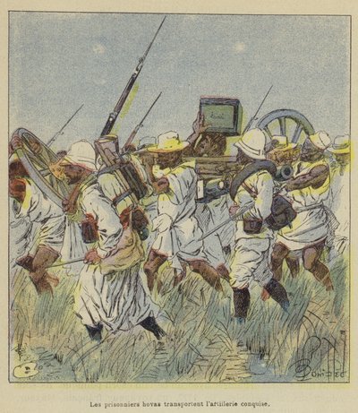 Hova-fångar bär erövrat artilleri av after Louis Charles Bombled
