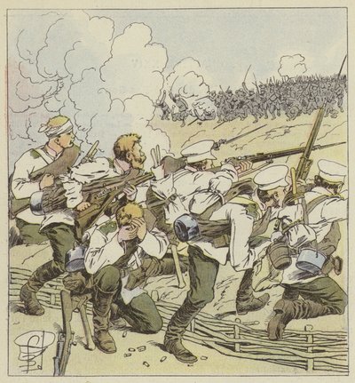 Sibiriska skärmytslingar i Vafangou av after Louis Charles Bombled