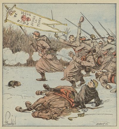 De påvliga zouaverna attackerar Loigny av after Louis Charles Bombled