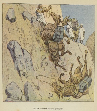 Mulor som faller över ett stup av after Louis Charles Bombled