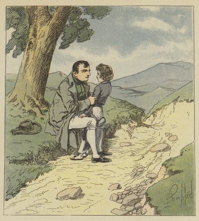 Napoleon och Tristan de Montholon av after Louis Charles Bombled