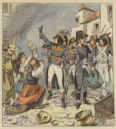 Napoleon stoppar plundringen av Rom av after Louis Charles Bombled