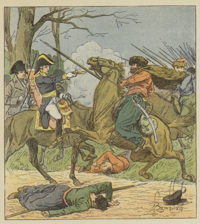 Napoleon överraskade Brienne av kosackerna av after Louis Charles Bombled