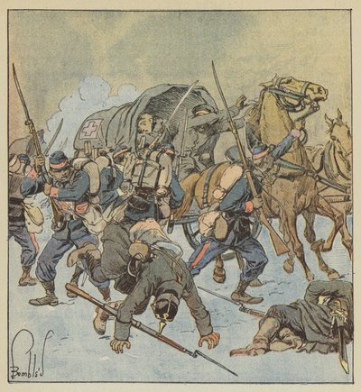 Fångst av en preussisk ambulans av ett företag den 43 mars av after Louis Charles Bombled