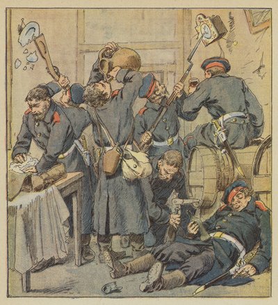 Plundringsplats i Saint-Calais av after Louis Charles Bombled