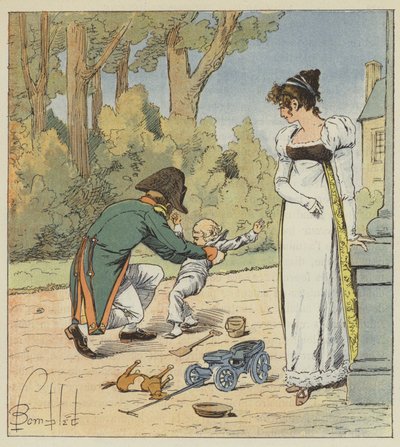 Om han mötte honom i trädgården kastade han honom på marken av after Louis Charles Bombled