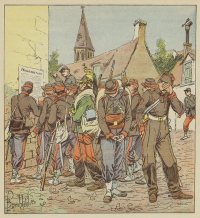 Soldater från Army of the Loire läser affären om kapitulationen av Metz av after Louis Charles Bombled