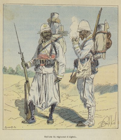 Soldater från det algeriska regementet av after Louis Charles Bombled