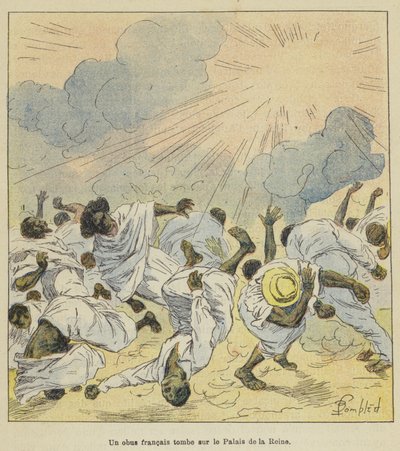 Ett franskt granat faller på drottningens palats av after Louis Charles Bombled