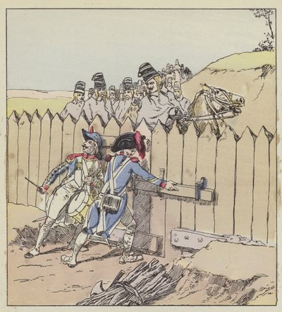 En sergeant från Saint-Georges garnison känner igen de österrikiska husarerna på deras nya rockar av after Louis Charles Bombled