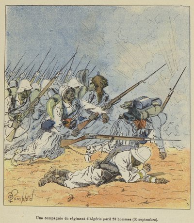 Ett kompani från det algeriska regementet förlorar 23 man den 30 september av after Louis Charles Bombled