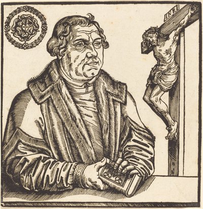 Martin Luther, Halvlängd till vänster med en bok i händerna av after Lucas Cranach the Younger