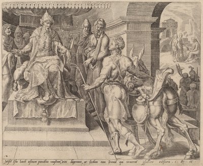 David ger presenter från sin far till Saul av after Maerten van Heemskerck