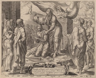 Samuel smörjer David av after Maerten van Heemskerck