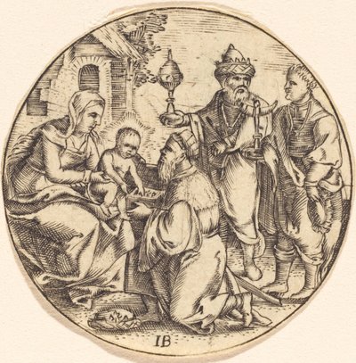 Tillbedjan av Magi av after Master IB