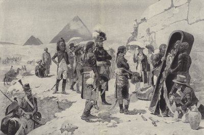 Napoleon före pyramiderna överväger en faraos mumie av after Maurice Henri Orange