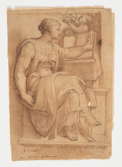 Erythean Sibyll från Sixtinska kapellets tak, efter Michelangelo av after Michelangelo Buonarroti