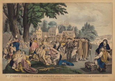 Wm. Penns fördrag med indianerna när han grundade provinsen Pennsa. 1661: Det enda fördraget som aldrig bröts av after Napoleon Sarony