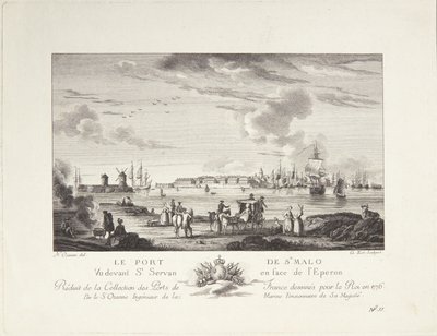 Hamnen i Saint Malo (Le port de St. Malo) av after Nicolas Marie Ozanne