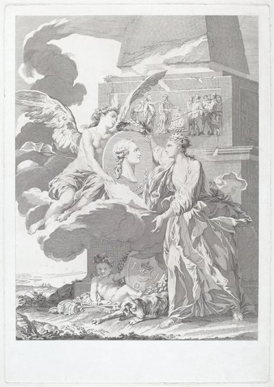 Allegoriskt porträtt av Pierre Buirette de Belloy av after Nicolas René Jollain Louis Simon Lempereur