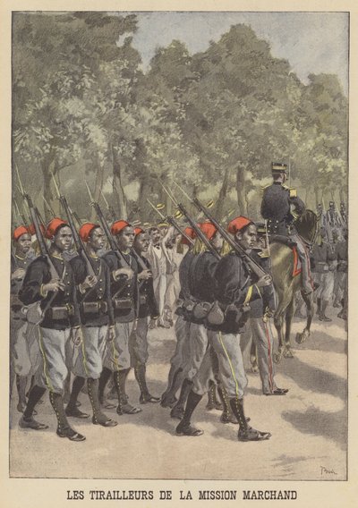 Franska koloniala tirailleurs från Marchand-missionen av after Oswaldo Tofani