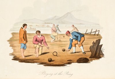 Playing at the Ring, från Italian Scenery, som representerar seder, seder och nöjen i de olika staterna i Italien, pub. 1806 (handfärgad gravyr) av after P. van Lerberghi