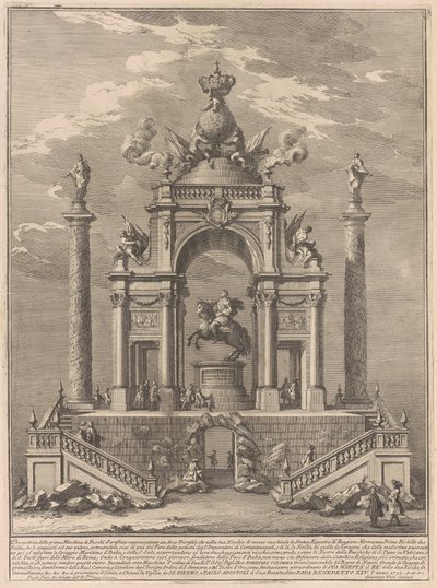 Prima Macchina för Chinea 1751: Triumfbåge för Roger I av Sicilien av after Paolo Posi Giuseppe Vasi