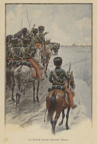 Napoleons Grande Armee anländer före Moskva, 1812 av after Paris