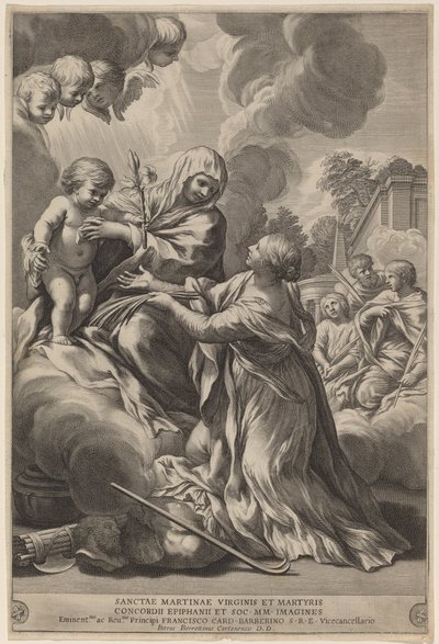 Jungfru och barn med martyrer av after Pietro da Cortona
