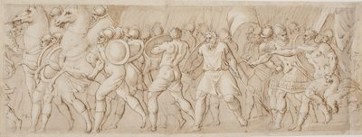 Våldtäkt av sabinskvinnorna, högra hälften av after Polidoro da Caravaggio