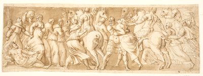 Våldtäkten av sabinskvinnorna, vänster hälften av after Polidoro da Caravaggio
