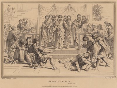 Ananias död, Apg av after Raphael