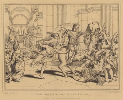 Heliodorus slagen i templet, 2 makkabeer av after Raphael
