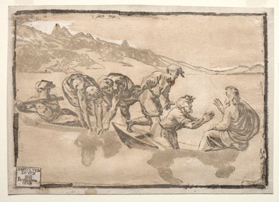 Det mirakulösa draget av fiskar av after Raphael