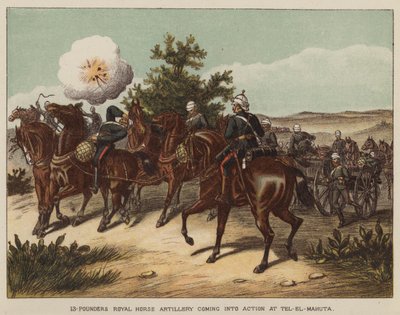 13-punds Royal Horse Artillery kommer i aktion vid Tel-El-Mahuta av after Richard Simkin