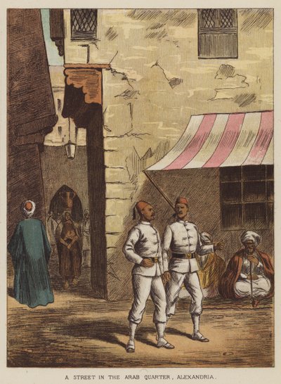 En gata i det arabiska kvarteret, Alexandria av after Richard Simkin